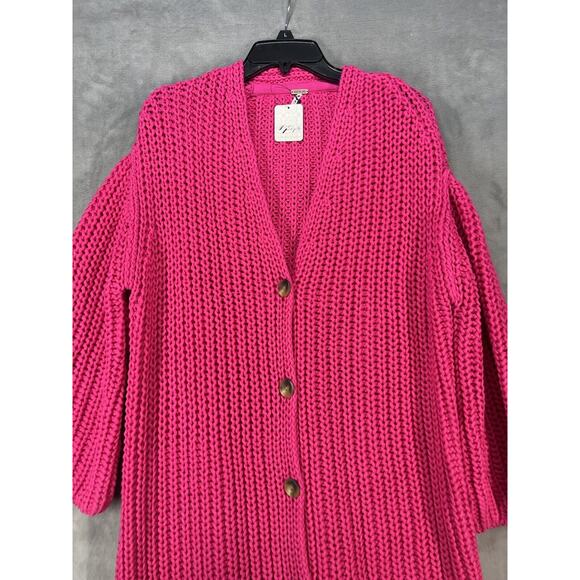 Free People Offside Cardigan Size Small Pink Button Front - Picture 3 of 8